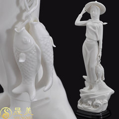 立石海浪座惠女提鱼惠女风情惠安女工艺品德化陶瓷器摆设摆件白瓷