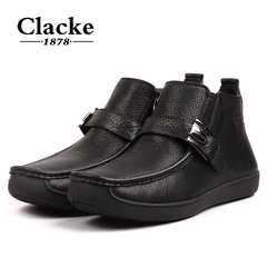 Clacke高帮保暖棉鞋真皮头层牛皮冬季加厚保暖商务休闲皮鞋男