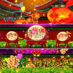 C80喜庆民族歌中国梦LED视频 大鼓牡丹灯笼晚会舞台演出背景视频