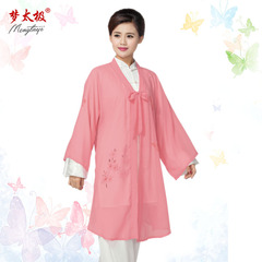 梦太极新款彩绘太极服 女士印樱花表演比赛服定做 粉色披纱8685