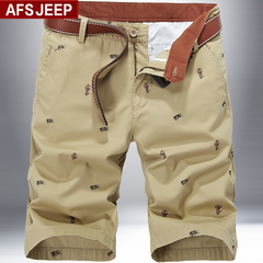 Afs Jeep/战地吉普夏季男士短裤纯棉五分裤男工装裤印花中裤宽松