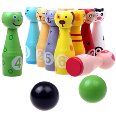 大号儿童保龄球木制安全玩具宝宝健身保龄球彩色动物亲子益智包邮