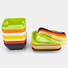 彩色碗3件套仿瓷碗勺子底盘方形碗A5满记港式甜品水果捞糖水餐具