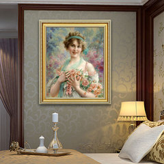 怡家临摹手绘名画古典人物油画鲜花美女肖像画定制卧室玄关装饰画