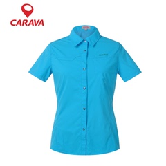 CARAVA喀尔沃新款短袖速干衬衫女夏户外快干衣防晒透气速干衬衣