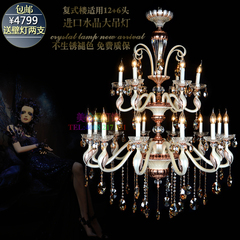 天鹅别墅复式楼梯蜡烛创意欧式水晶灯具高装饰型长客厅艺术大吊灯
