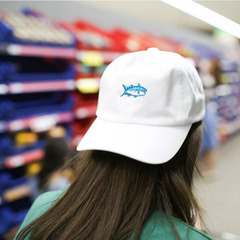 韩国新款帽子女春夏季小鱼刺绣鸭舌帽遮阳防晒帽可爱嘻哈棒球帽子