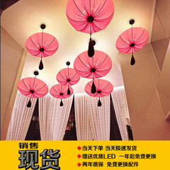 新中式吊灯仿古艺术客厅餐厅茶楼火锅店过道布艺荷叶东南亚灯具