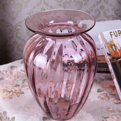 包邮欧式家居装饰彩色浮雕玻璃花瓶仿真花鲜花器实用玻璃花瓶摆件
