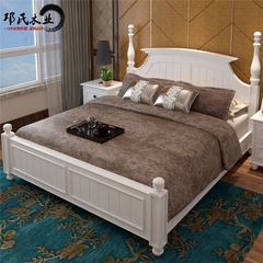 美式乡村实木双人床1.8米1.5米 简约现代卧室板式床欧式婚床定做