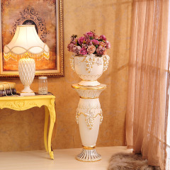 欧式陶瓷花盆罗马柱子 高档复古客厅家居装饰工艺品落地摆件