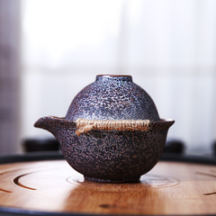 快客杯一壶一杯功夫茶具铁锈釉粗陶瓷单杯茶壶旅行便携茶具 户外