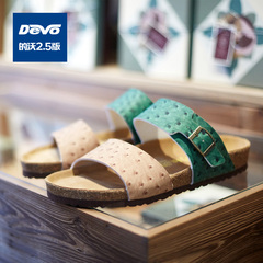 Devo/的沃夏季男式软木拖鞋一字潮凉拖沙滩厚底防滑正品S37957