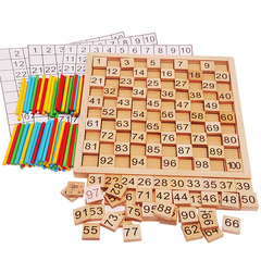幼儿园多功能数学教具榉木1-100数字板汉字多米诺儿童早教班玩具