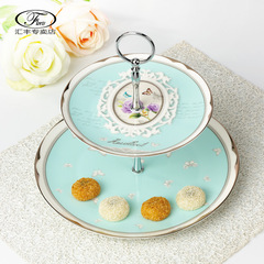 floris 陶瓷时尚水果盘果篮托盘创意欧式双层糖果蛋糕零食干果盘