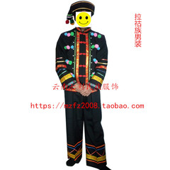 拉祜族男装 云南少数民族服装 民族特色男装 黑色葫芦丝演出服饰