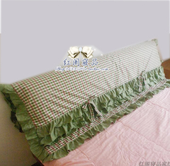 三层花边公主床品配套床上用品床包罩 床头罩床头套/规格全 春色