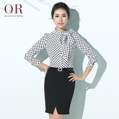 QR新款韩版时尚工装衬衫长袖套裙修身ol女工作服职业装女装套装裙