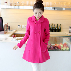 秋冬季女装外套新款韩版中长款上衣翻领纯色长袖修身大衣