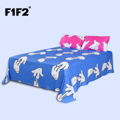 F1F2家纺简约床单单件纯棉床上用品卡通单人双人床单正品夏季夏凉