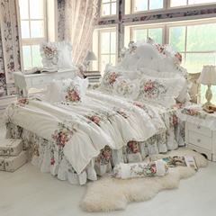 包邮韩式公主风田园床上用品四件套 全棉纯棉4件套床罩床裙式