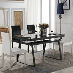 钢化玻璃烤漆餐桌餐椅组合简约现代双层餐厅饭厅客桌大小户型餐台