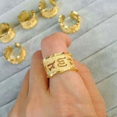 新款欧币沙金梵文大明咒戒指男女款开口镀黄金六字真言心经戒指环