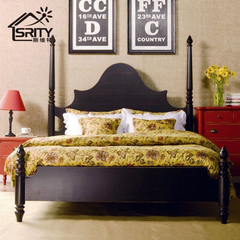 SRITY美式乡村地中海田园卧室家具全实木床欧式简约单人双人床
