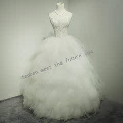 新款韩式新娘婚纱修身显瘦性感蕾丝亮片齐地婚纱礼服绑带心形抹胸