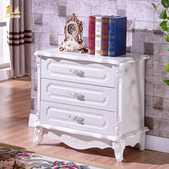 赢正欧式三斗柜雕花白色家具客厅卧室现代简约抽屉式储物柜收纳柜