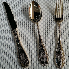 金色西餐刀叉勺三件套欧式牛排刀套装高档酒店刀叉摆件样板房餐具
