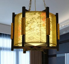 创意中式大吊灯客厅卧室餐厅灯茶楼酒店工程灯仿古典实木羊皮灯具