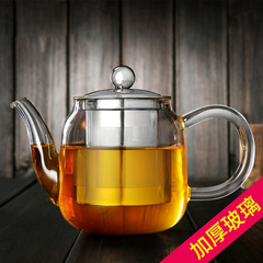 美斯尼 玻璃茶壶耐热玻璃加厚过滤耐高温不锈钢花茶壶 玻璃泡茶壶