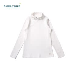 curlysue韩国可爱秀童装16年冬季新品女童纯色高领修身打底针织衫