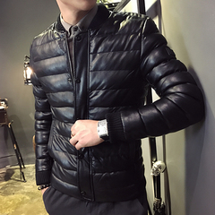 2016精品新款皮棉衣男士冬季韩版修身棒球领加厚保暖棉服男装外套