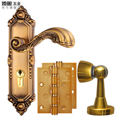 顶固门锁欧式室内门锁三件套装 卧室锁 实木房门锁 家用锁具把手