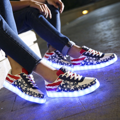 夏季透气USB充电LED发光鞋男女情侣款鞋子韩版潮流板鞋七彩荧光鞋