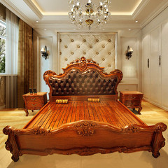 红木家具欧式1.8米双人红木床实木床带床头柜100%刺猬紫檀木