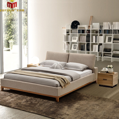 艾诗图北欧布床 实木床宜家1.8米小户型可拆洗婚床简约现代布艺床