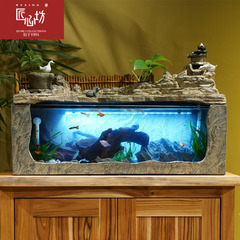 匠心坊大号子非鱼生态鱼缸创意流水摆件客厅办公桌面水族箱