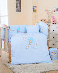 11萌宝----婴儿床上用品八件套纯棉宝宝床围卡通动物便携可拆洗