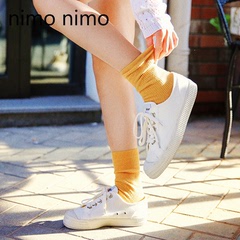 nimo nimo堆堆袜女秋冬季日系复古棉袜韩国纯色长袜中筒短靴袜子