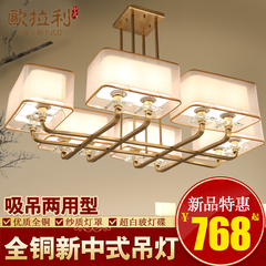 新中式全铜吊灯客厅灯现代样板房餐厅禅意灯书房卧室简约铜灯Y065