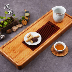 【润朴】重竹茶盘电木茶盘胶木茶海结合式干泡盘排水两用茶盘茶海