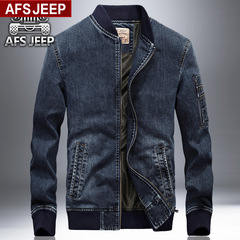 Afs Jeep/战地吉普牛仔外套男士秋季棒球服青年工装夹克衫上衣潮