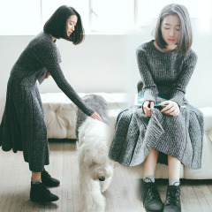 艾加冬季女装新款韩版大摆针织毛衣套装时尚两件套修身百搭显瘦潮