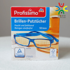 现货！德国进口dm眼镜布相机镜头纸擦眼镜纸无痕清洁湿纸52片/盒