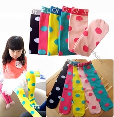 【5色】儿童袜子 韩国全棉糖果色圆点中高筒袜大中小童公主袜
