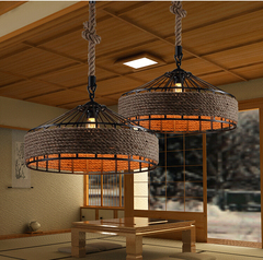 美式创意铁艺麻绳吊灯 Loft工业复古网咖酒吧餐厅咖啡厅茶楼灯具