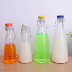 玻璃瓶创意密封卡扣酵素瓶 手提牛奶瓶果汁饮料瓶豆浆酸奶保鲜瓶